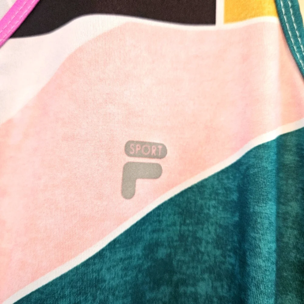 Fila Sport Women Colorful Geometric Workout Exercise Top - Picture 7 of 7
